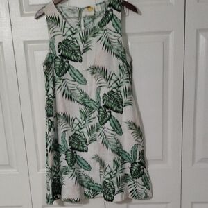 Tropical Flowers A line Dress 100 Linen Size medium
